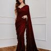 Maroon Georgette 5MM Sequence Work Saree