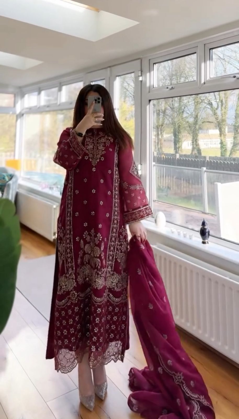 Maroon Georgette Embroidery Salwar Suit - Image 3
