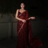 Maroon Georgette Embroidery Work Saree