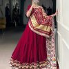 Maroon Georgette Lace Lehenga Choli