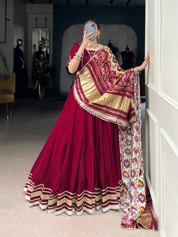 Maroon Georgette Lace Lehenga Choli