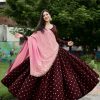 Maroon Polly Rayon Printed Lehenga Choli