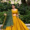 Mustard Cotton Plain Lehenga Choli