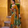 Mustard Polyester Kalamkari Saree