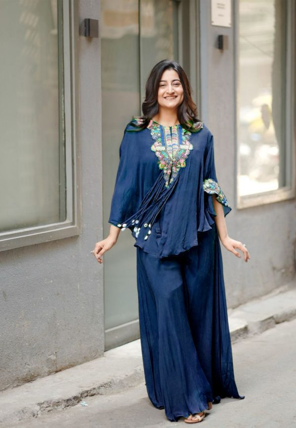 Navy Blue Chinon Sequence Salwar Suit