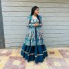 Navy Blue Fiona Silk With Lace Work Lehenga Choli