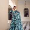 Navy Blue Weightless Floral Printed Saree