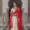 Off White Chinon Border Lace Salwar Suit