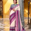 Off White Poly Cotton Printed Zari Saree