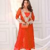 Orange Chinon Digital Printed Salwar Suit