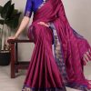 Pink Aura Silk Zari Weaving Saree