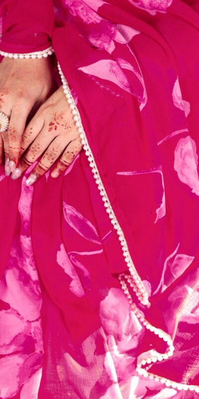 YNF 7011 Pink Color Chiffon Foral Printed Pearl Lace Border Saree Casual, Wedding, Festive, Events . Expected Delivery 4-6 Working Days @1499/- only | Sarees, Bollywood Sarees, Creative Sarees, Designer Sarees, Embroidered Sarees, Ethnic Saree, Modern Digital sarees, Party Wear Sarees