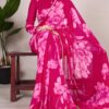 YNF 7011 Pink Color Chiffon Foral Printed Pearl Lace Border Saree Casual, Wedding, Festive, Events . Expected Delivery  4-6 Working Days @1499/- only                                                                                | Sarees, Bollywood Sarees, Creative Sarees, Designer Sarees, Embroidered Sarees, Ethnic Saree, Modern Digital sarees, Party Wear Sarees