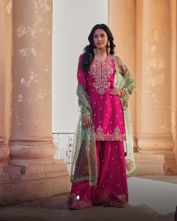 Pink Chinon Embroidery Salwar Suit