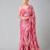 Pink Georgette Sequins Work Saree