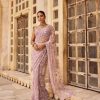 Pink Mono Net Sequins Saree