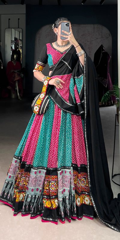 Pink Rayon Printed Silk Work Lehenga Choli
