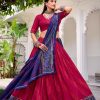 Pink Tasar Silk Bandhej Print Lehenga Choli