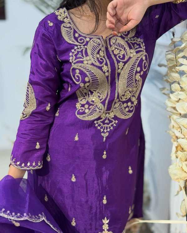 Purple Chinon Sequence Salwar Suit