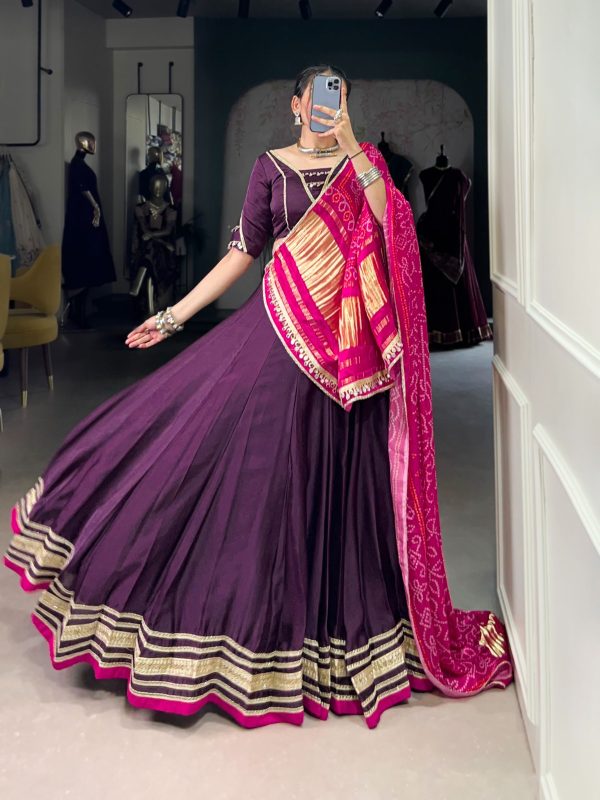 Purple Georgette Lace Lehenga Choli