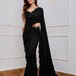 Black Georgette 5MM Sequence Work Saree