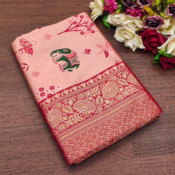 KP 6004 Red Soft Lichi Silk Jacquard Work With Designer Work Saree. Grab it for ₹1499. Delivery 4-6 Working Days. Shop now. | Sarees, Bollywood Sarees, Creative Sarees, Designer Sarees, Embroidered Sarees, Ethnic Saree, Modern Digital sarees, Party Wear Sarees