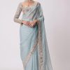 Sky Blue Georgette Sequins Saree