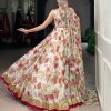 White Chiffon Embossed Lehenga Choli