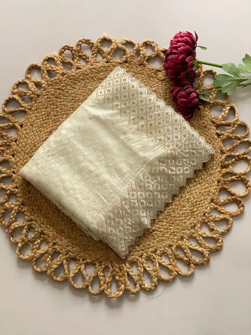 White Jimmy Choo Diamond Saree