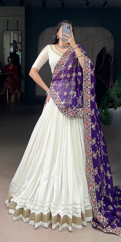 White Rayon Lace Touch Up Lehenga Choli