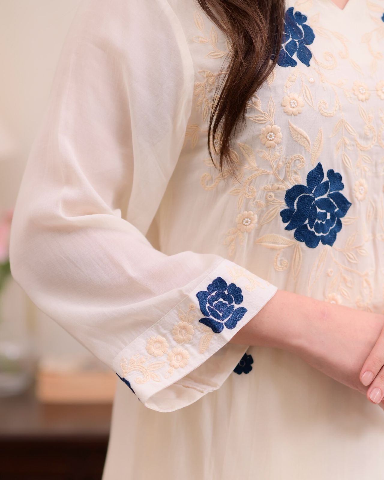 White Roman Silk Embroidery Salwar Suit - Image 8