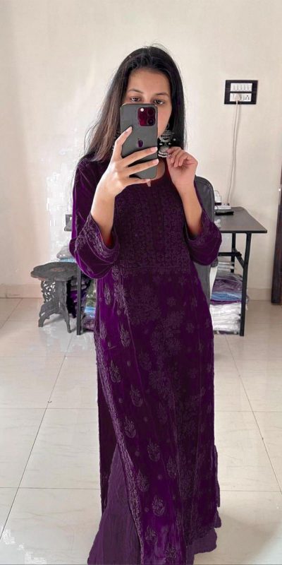 Wine Georgette Embroidery Salwar Suit