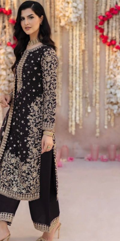 SRK 5238 Black Faux Georgette With 5mm Embroidery Sequence Work with Beads Work Wedding, Party, Festive, Events, 4-6 Working Days At 2399 | Jump Suits, Salwar suit, Designer Suits, Casual Suits, Creative suits, Palazzo Suits, Party Wear Suits, Patiala Suits, Straight Suits