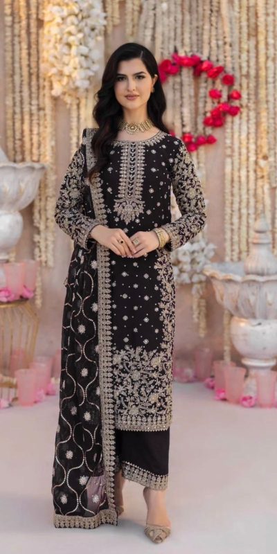 SRK 5238 Black Faux Georgette With 5mm Embroidery Sequence Work with Beads Work Wedding, Party, Festive, Events, 4-6 Working Days At 2399 | Jump Suits, Salwar suit, Designer Suits, Casual Suits, Creative suits, Palazzo Suits, Party Wear Suits, Patiala Suits, Straight Suits
