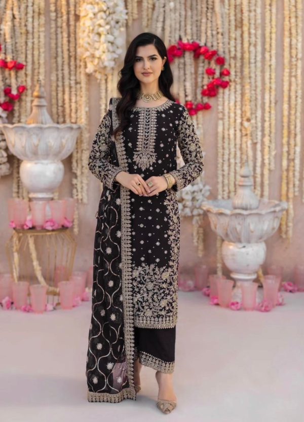SRK 5238 Black Faux Georgette With 5mm Embroidery Sequence Work with Beads Work Wedding, Party, Festive, Events, 4-6 Working Days At 2399 | Jump Suits, Salwar suit, Designer Suits, Casual Suits, Creative suits, Palazzo Suits, Party Wear Suits, Patiala Suits, Straight Suits