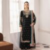 Black Fuax Georgette Mirror Work Embroidery Salwar Suit
