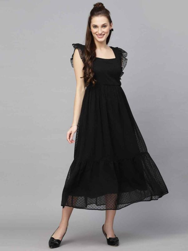 INLI Trendy Black in Georgette Butti Designer Gown . Wedding, Party, Festive Affordable Price ₹1399. Delivery 4-6 Working Days. Shop now. | Gowns, Bollywood Gowns, Creative Gowns, Designer Gowns, Embroidered Gowns, Party Wear Gowns