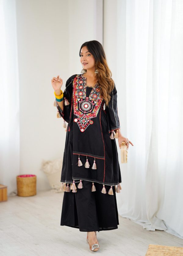 Black Khadi Cotton Salwar Suit