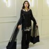 Black Natural Crep Silk Embroidery Salwar Suit