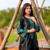 Black Roman Silk Mirror Work Embroidery Salwar Suit