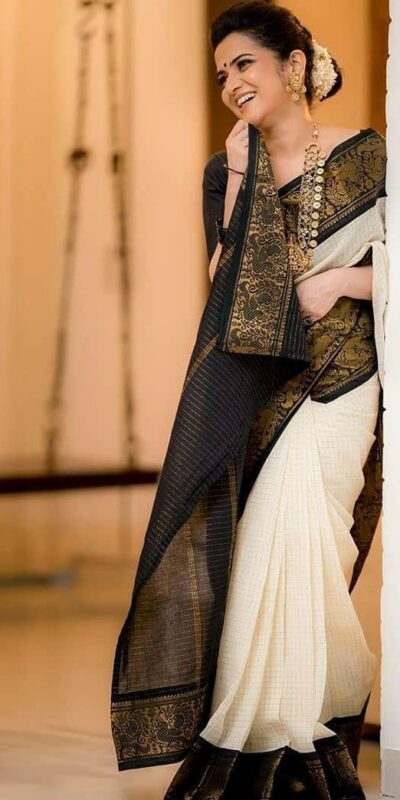KP 3025 Black Soft Lichi Silk Saree Perfect for Wedding, Party, Baby Shower, Onam, Durga Puja . Available at ₹1449 only. Delivery 4-6 Working Days. | Sarees, Bollywood Sarees, Creative Sarees, Designer Sarees, Embroidered Sarees, Ethnic Saree, Modern Digital sarees, Party Wear Sarees
