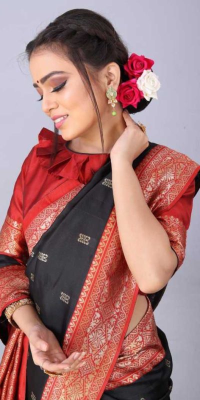 KP 3032 Black  Color Soft Lichi Silk Jacquard On All Over Saree Casual, Party Wear, Wedding, Events Etc. Expected Delivery 4-6 Working Days @1449/- | Sarees, Bollywood Sarees, Creative Sarees, Designer Sarees, Embroidered Sarees, Ethnic Saree, Modern Digital sarees, Party Wear Sarees