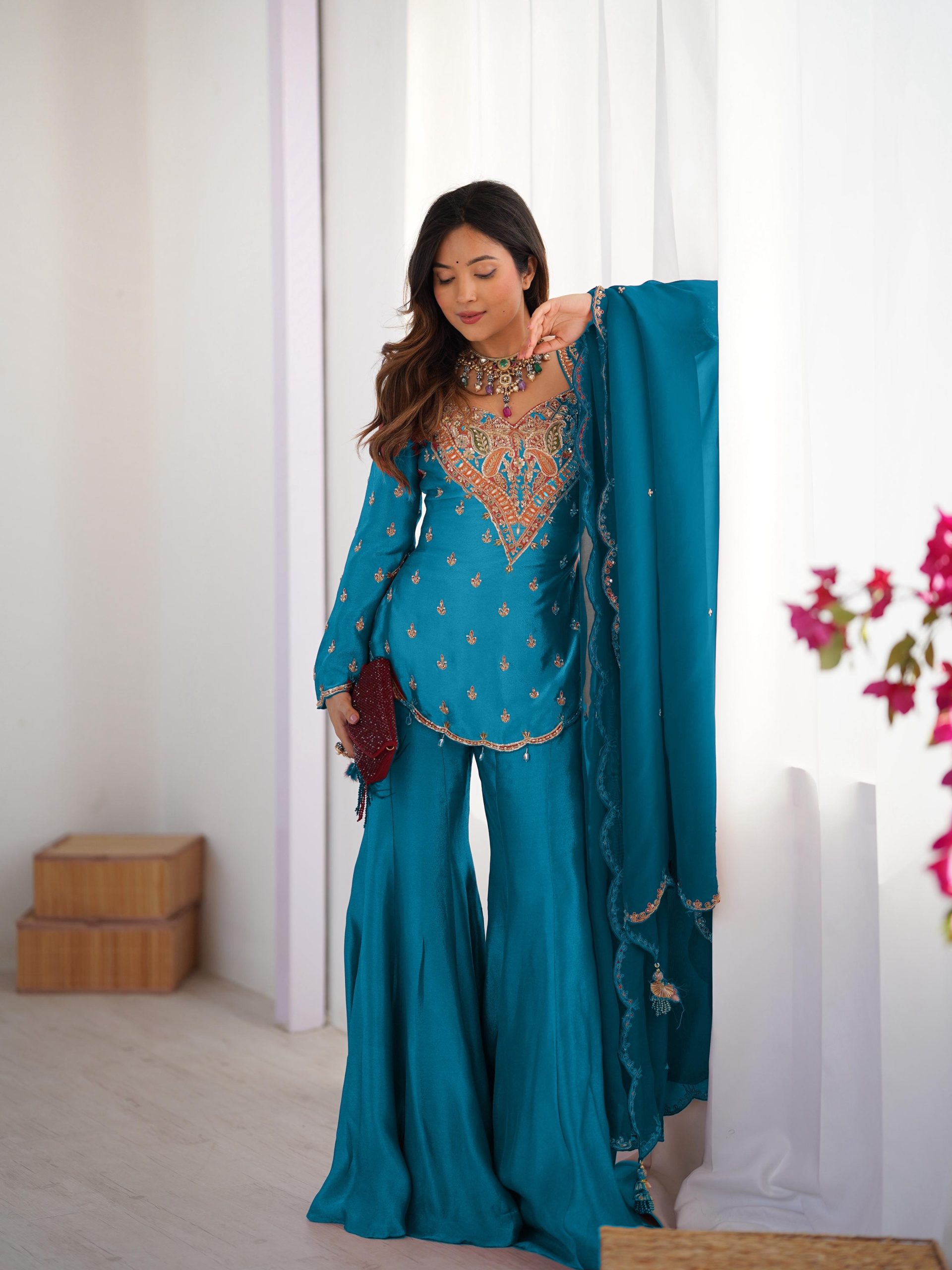 NSR 852 Blue Simar Silk With Embroidery Work with Full Sleeve Salwar Suit in . Now at just ₹2099. Delivery 4-6 Working Days. Shop n | Jump Suits, Salwar suit, Designer Suits, Casual Suits, Creative suits, Palazzo Suits, Party Wear Suits, Patiala Suits, Straight Suits