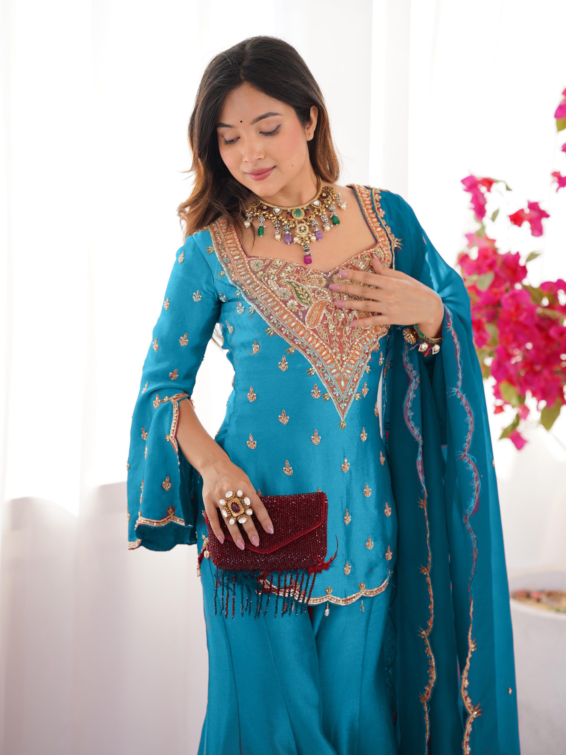 NSR 852 Blue Simar Silk With Embroidery Work with Full Sleeve Salwar Suit in . Now at just ₹2099. Delivery 4-6 Working Days. Shop n | Jump Suits, Salwar suit, Designer Suits, Casual Suits, Creative suits, Palazzo Suits, Party Wear Suits, Patiala Suits, Straight Suits