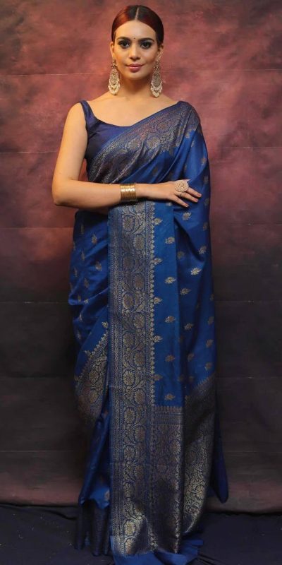 KP 6010 Blue Soft Lichi Silk Jacquard Saree Perfect for Wedding, Party, Traditional Day, Family Gatherings, Sangeet . Grab it for ₹1349. Delivery 4-6 W | Sarees, Bollywood Sarees, Creative Sarees, Designer Sarees, Embroidered Sarees, Ethnic Saree, Modern Digital sarees, Party Wear Sarees