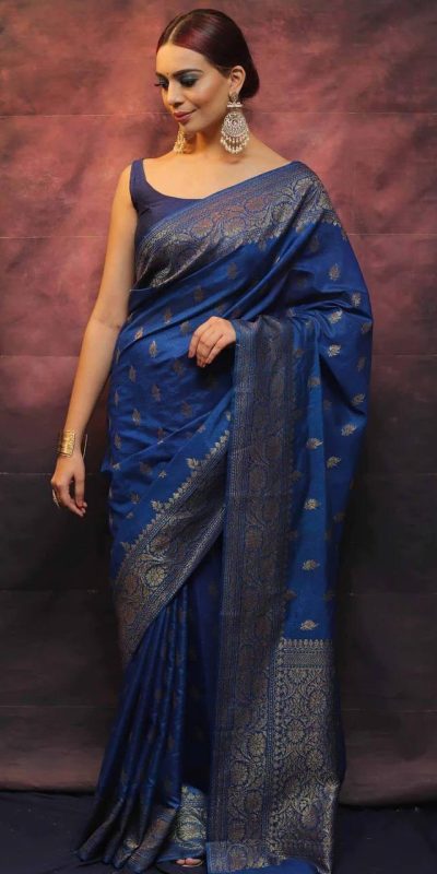 KP 6010 Blue Soft Lichi Silk Jacquard Saree Perfect for Wedding, Party, Traditional Day, Family Gatherings, Sangeet . Grab it for ₹1349. Delivery 4-6 W | Sarees, Bollywood Sarees, Creative Sarees, Designer Sarees, Embroidered Sarees, Ethnic Saree, Modern Digital sarees, Party Wear Sarees