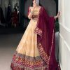 Cream Tasar Silk Gamthi Work Lehenga Choli