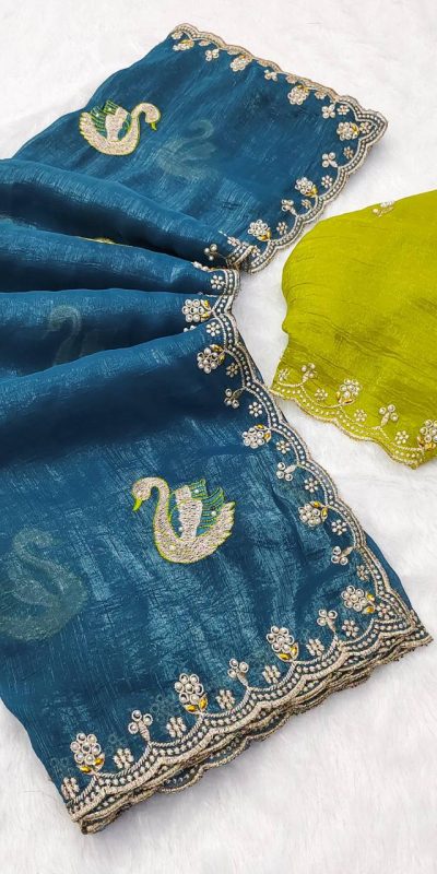BT 1284 Firozi Crunchy Chiffon Saree Perfect for Wedding, Party, Ethnic Day, Ganesh Chaturthi, Sangeet . Best Price ₹1799. Delivery 4-6 Working Days | Sarees, Bollywood Sarees, Creative Sarees, Designer Sarees, Embroidered Sarees, Ethnic Saree, Modern Digital sarees, Party Wear Sarees