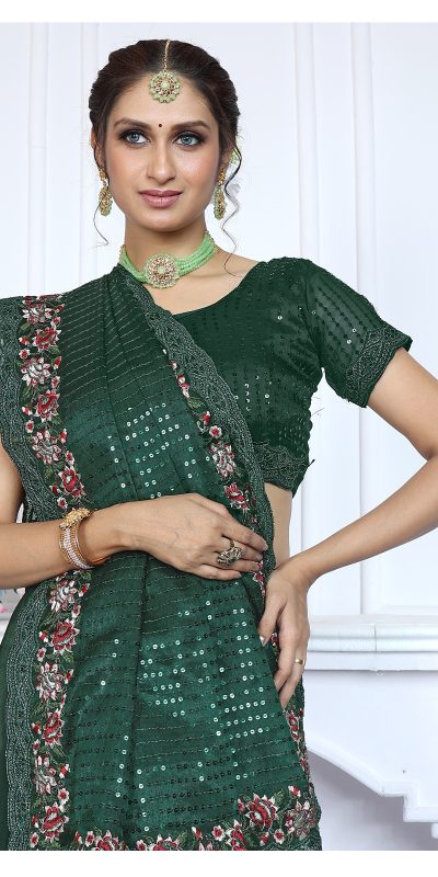 BT Sarangi Green Premium Jimmy cho Silk Saree with Embroidery Work & Zari Work. Exclusive Offer ₹2899. Delivery 4-6 Working Days. Shop now. | Sarees, Bollywood Sarees, Creative Sarees, Designer Sarees, Embroidered Sarees, Ethnic Saree, Modern Digital sarees, Party Wear Sarees