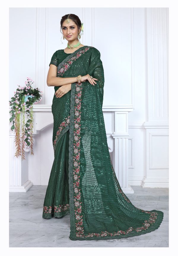 BT Sarangi Green Premium Jimmy cho Silk Saree with Embroidery Work & Zari Work. Exclusive Offer ₹2899. Delivery 4-6 Working Days. Shop now. | Sarees, Bollywood Sarees, Creative Sarees, Designer Sarees, Embroidered Sarees, Ethnic Saree, Modern Digital sarees, Party Wear Sarees